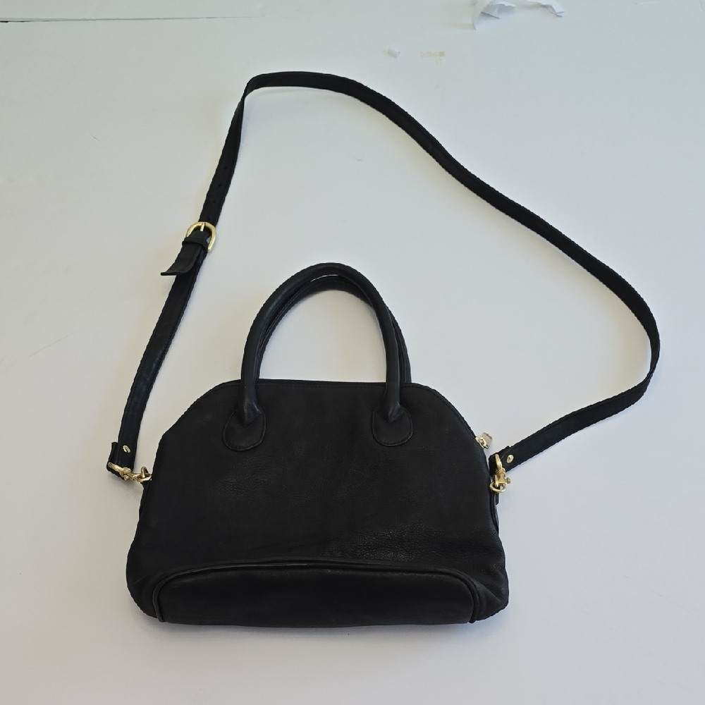 Vintage Boulder Ridge Genuine Leather Tote Crossbody Purse Bag Black